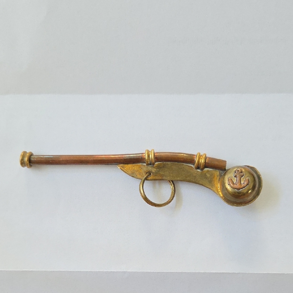WWII Antique Nautical Boson or Boatswains Whistle. Copper & Brass.